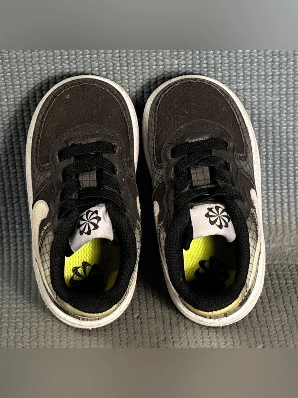 Nike Air Force 1 Crater (TD) Black Volt Shoes DH4089-001 Toddler‎ Size 5C